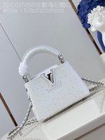 Louis Vuitton LV Capucines Bags Handbags AAAA Quality Replica
 White Taurillon Ostrich Leather Chains M48865