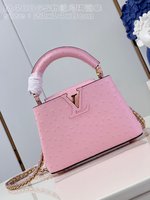 Louis Vuitton LV Capucines Bags Handbags Pink Taurillon Ostrich Leather Chains M48865