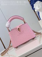 Louis Vuitton LV Capucines AAAAA+
 Bags Handbags Top Perfect Fake
 Pink Taurillon Ostrich Leather Chains M48865