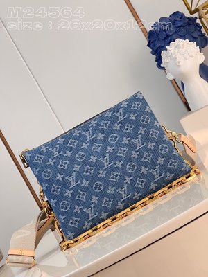 Louis Vuitton LV Coussin Bags Handbags White Cotton Fabric Chains M24564