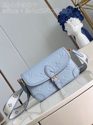 Louis Vuitton LV Diane Bags Handbags Blue Light Empreinte​ M46386