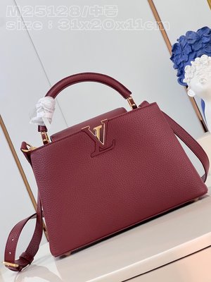 Louis Vuitton LV Capucines Bags Handbags Purple Red Taurillon M25128
