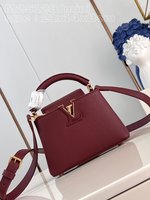Louis Vuitton LV Capucines Bags Handbags Purple Red Taurillon Mini M25128