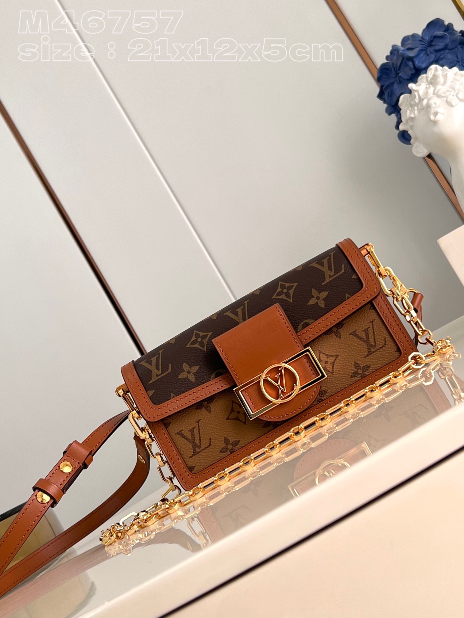Louis Vuitton LV Dauphine Bags Handbags Monogram Reverse Canvas Chains M46757