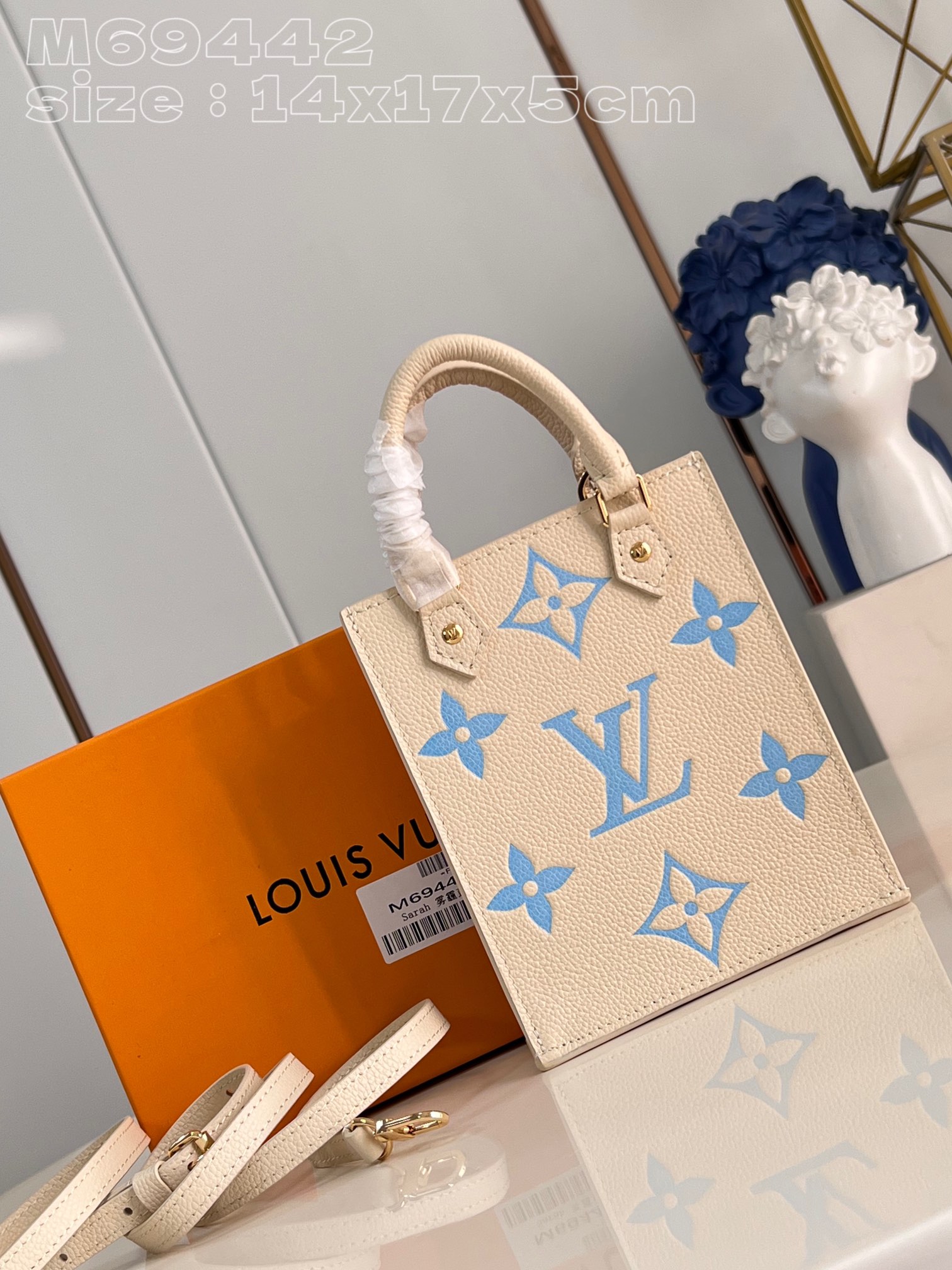 Louis Vuitton LV Sac Plat Bags Handbags Blue Empreinte​ Cowhide M69442