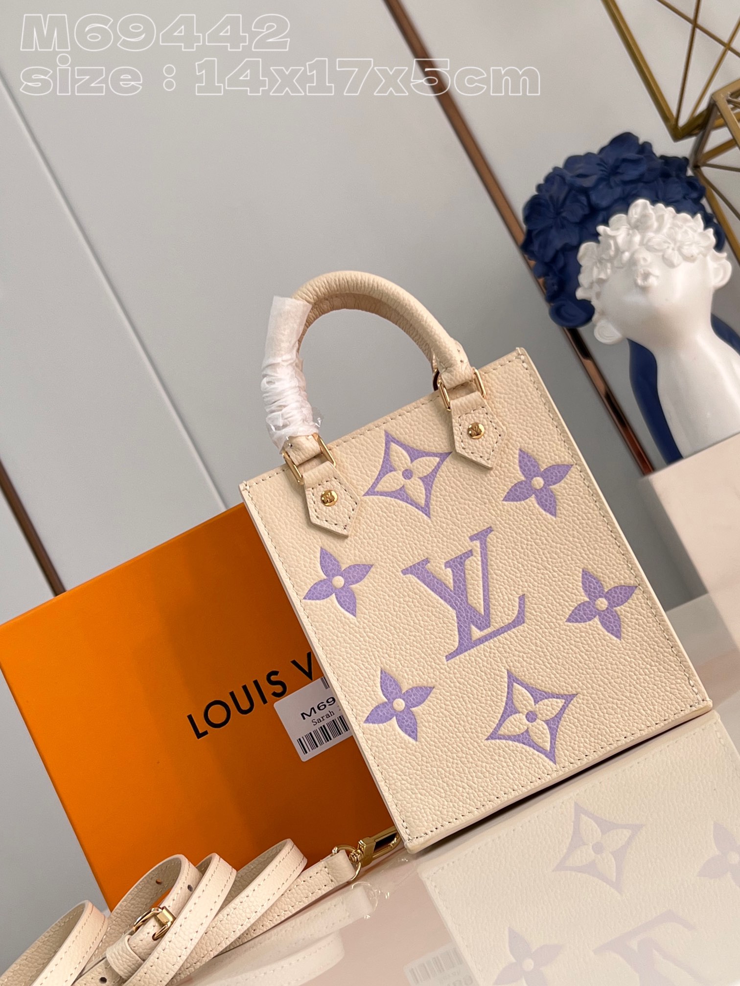 Quality Replica
 Louis Vuitton LV Sac Plat Bags Handbags Light Purple Empreinte​ Cowhide M69442