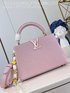 Louis Vuitton LV Capucines Bags Handbags Pink White Weave Cowhide Chains M48865