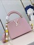 Louis Vuitton LV Capucines Bags Handbags Pink White Weave Cowhide Chains M48865