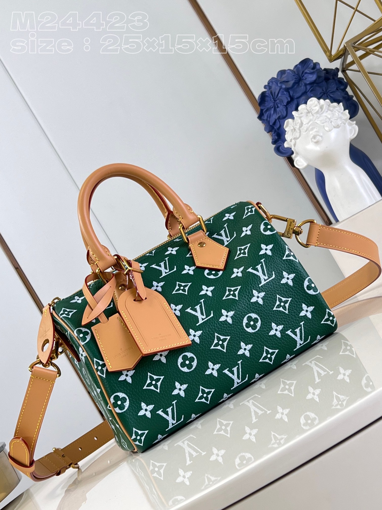 Louis Vuitton LV Speedy Online
 Taschen Handtaschen Grün Polieren Leinwand Rindsleder Schaffell