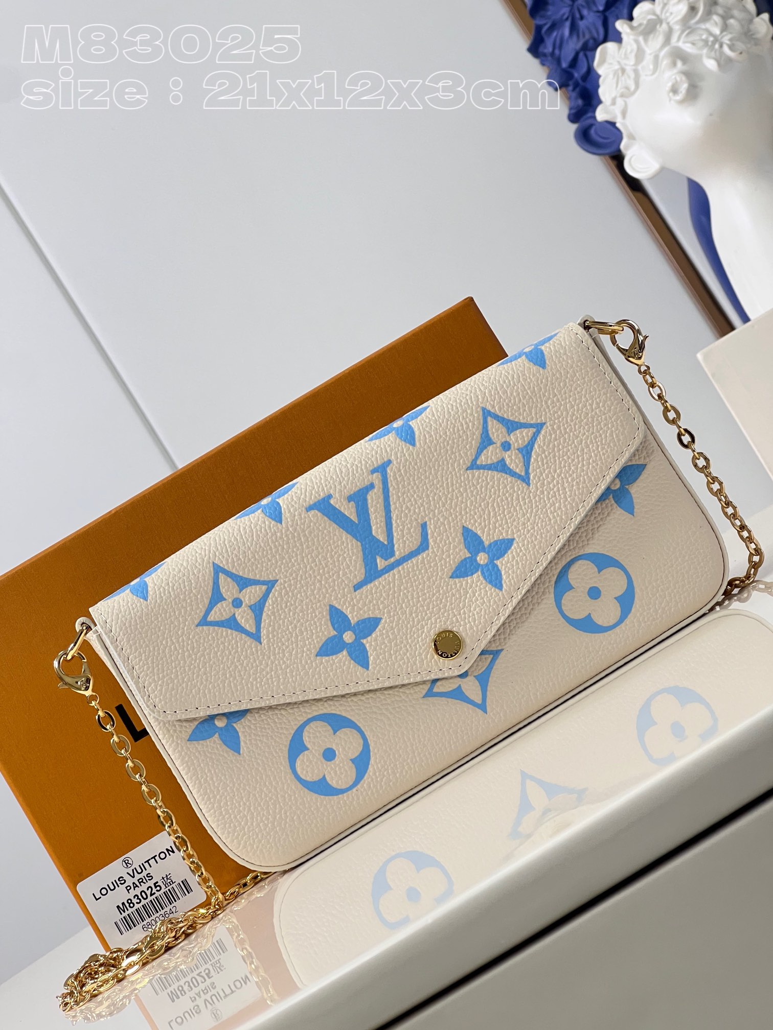 Fake High Quality
 Louis Vuitton LV Pochette FeLicie Crossbody & Shoulder Bags Blue Empreinte​ Chains M83025