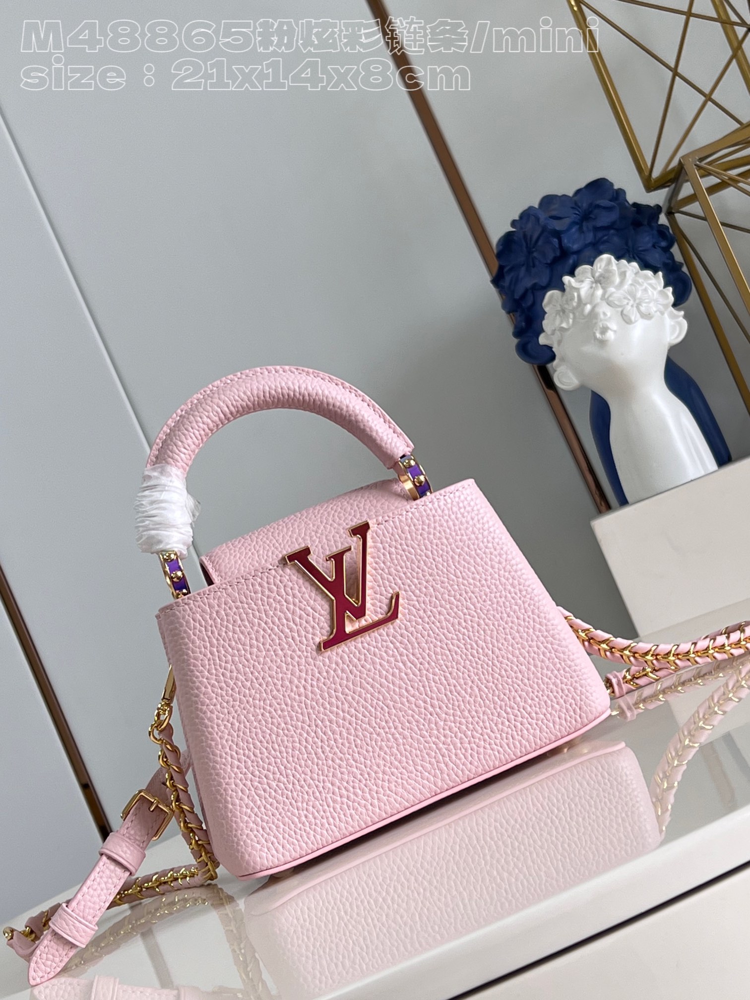 Louis Vuitton LV Capucines Bags Handbags Pink Calfskin Cowhide Chains M48865