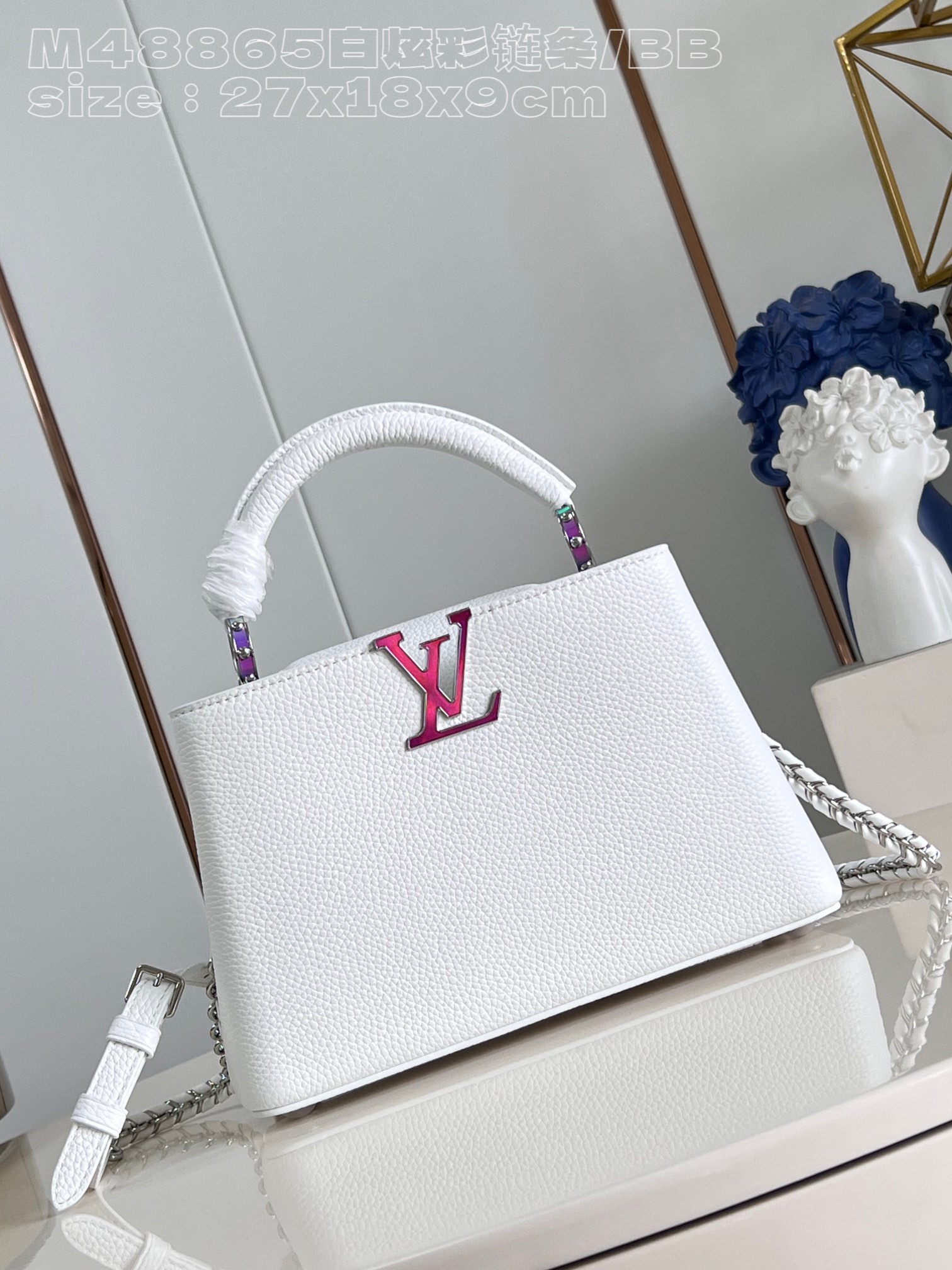 Louis Vuitton LV Capucines Bags Handbags White Calfskin Cowhide Chains M48865