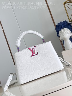Louis Vuitton LV Capucines Bags Handbags Fake High Quality White Calfskin Cowhide Chains M48865