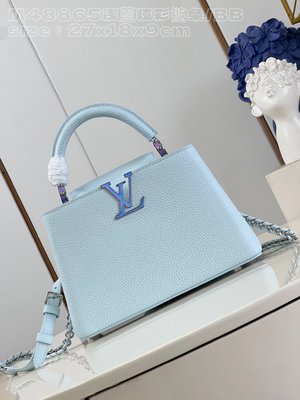 Louis Vuitton LV Capucines Bags Handbags Blue Light Calfskin Cowhide Chains M48865