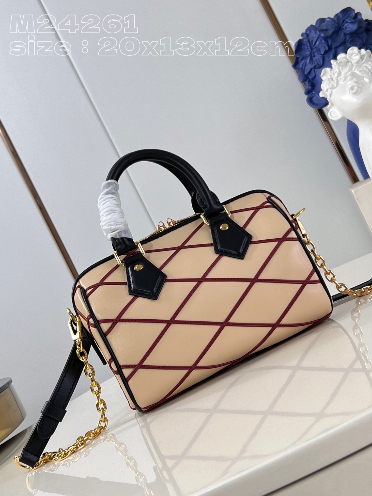 Louis Vuitton LV Speedy Bags Handbags Pink Sheepskin Chains M24261