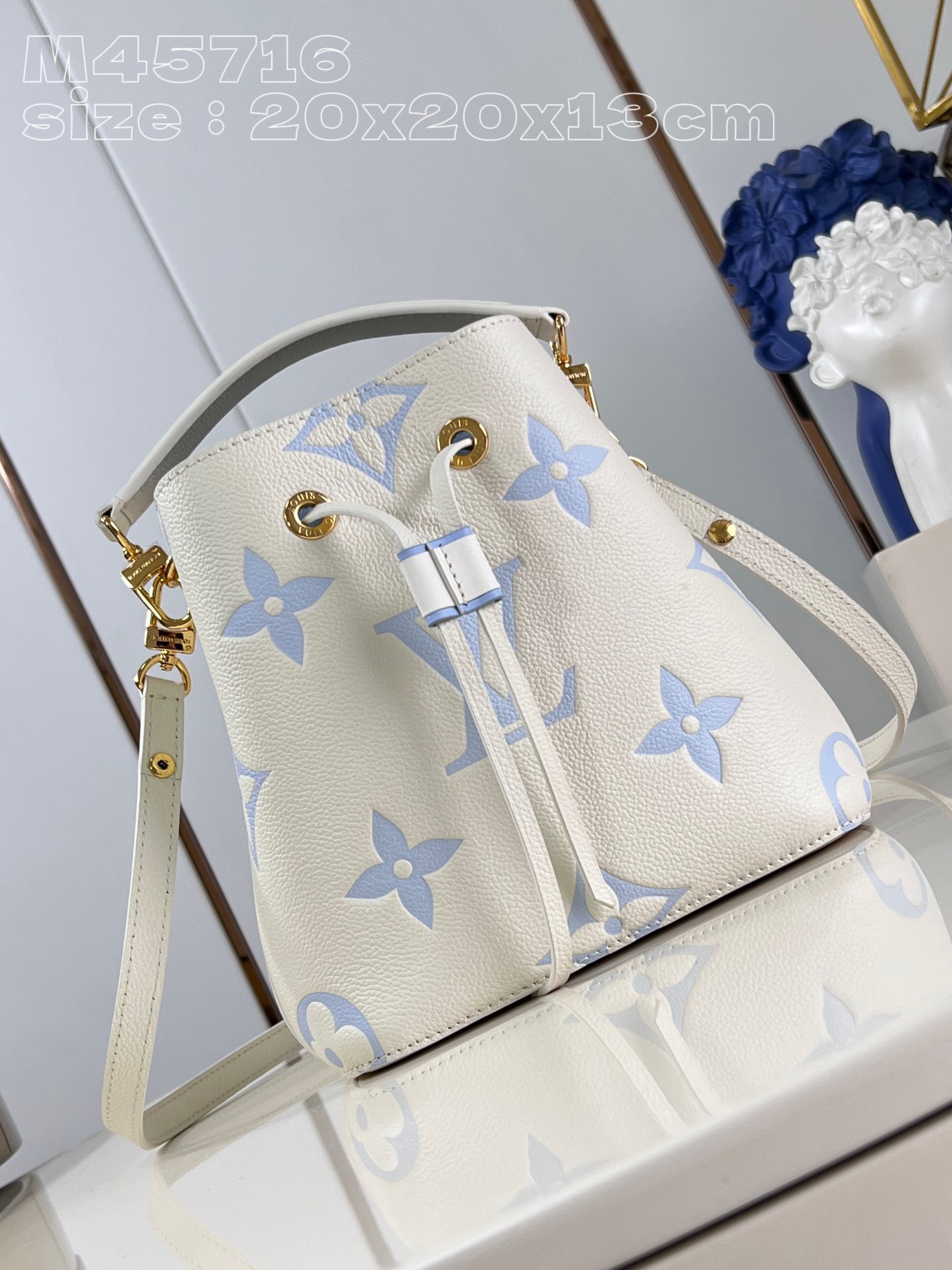 Louis Vuitton LV NeoNoe Bags Handbags Blue White Empreinte​ Cowhide Spring Collection M45716