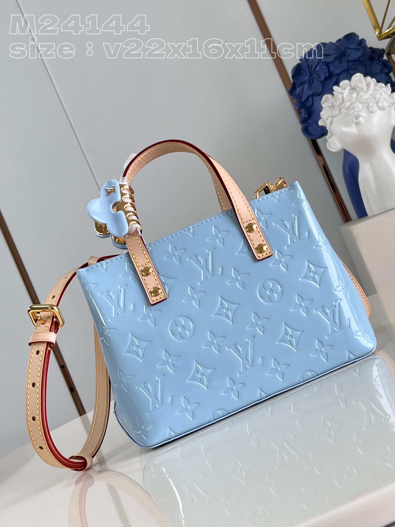Louis Vuitton Bags Handbags Blue Pink Monogram Vernis Cowhide Spring/Summer Collection M24144
