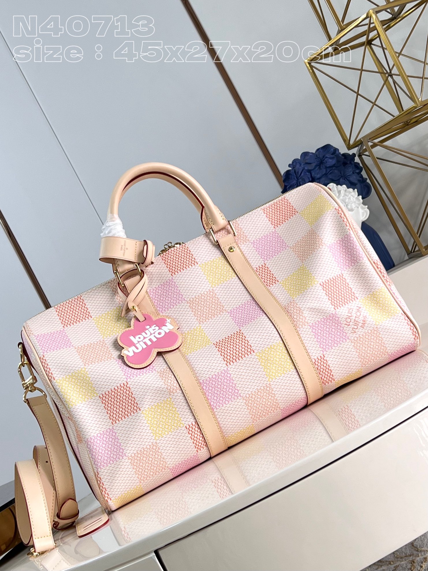 Louis Vuitton LV Keepall mirror quality
 Bags Handbags Pink Canvas Cowhide N40713