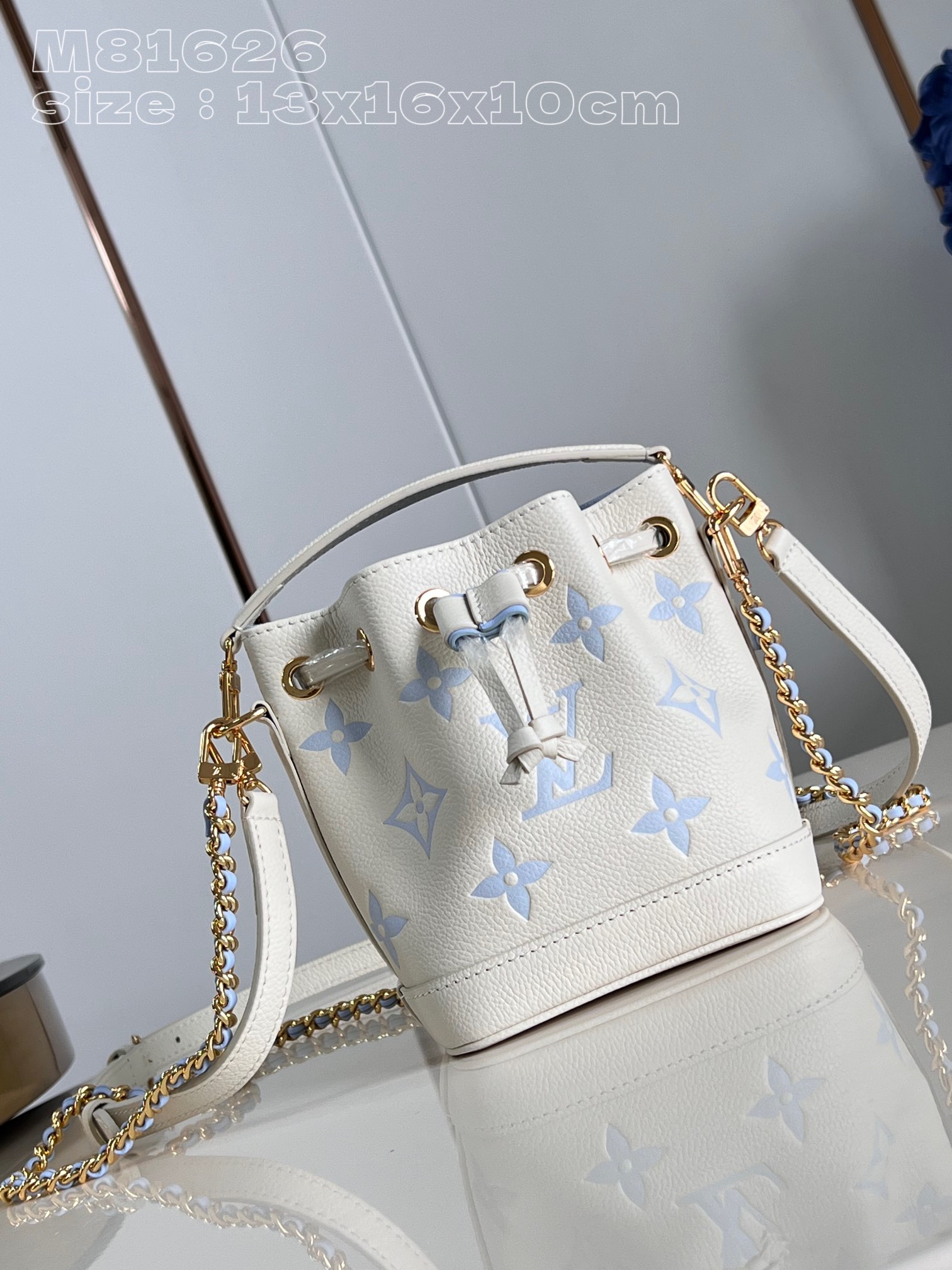 Louis Vuitton LV Nano Noe Bags Handbags US Sale
 Beige Blue White Empreinte​ M81626