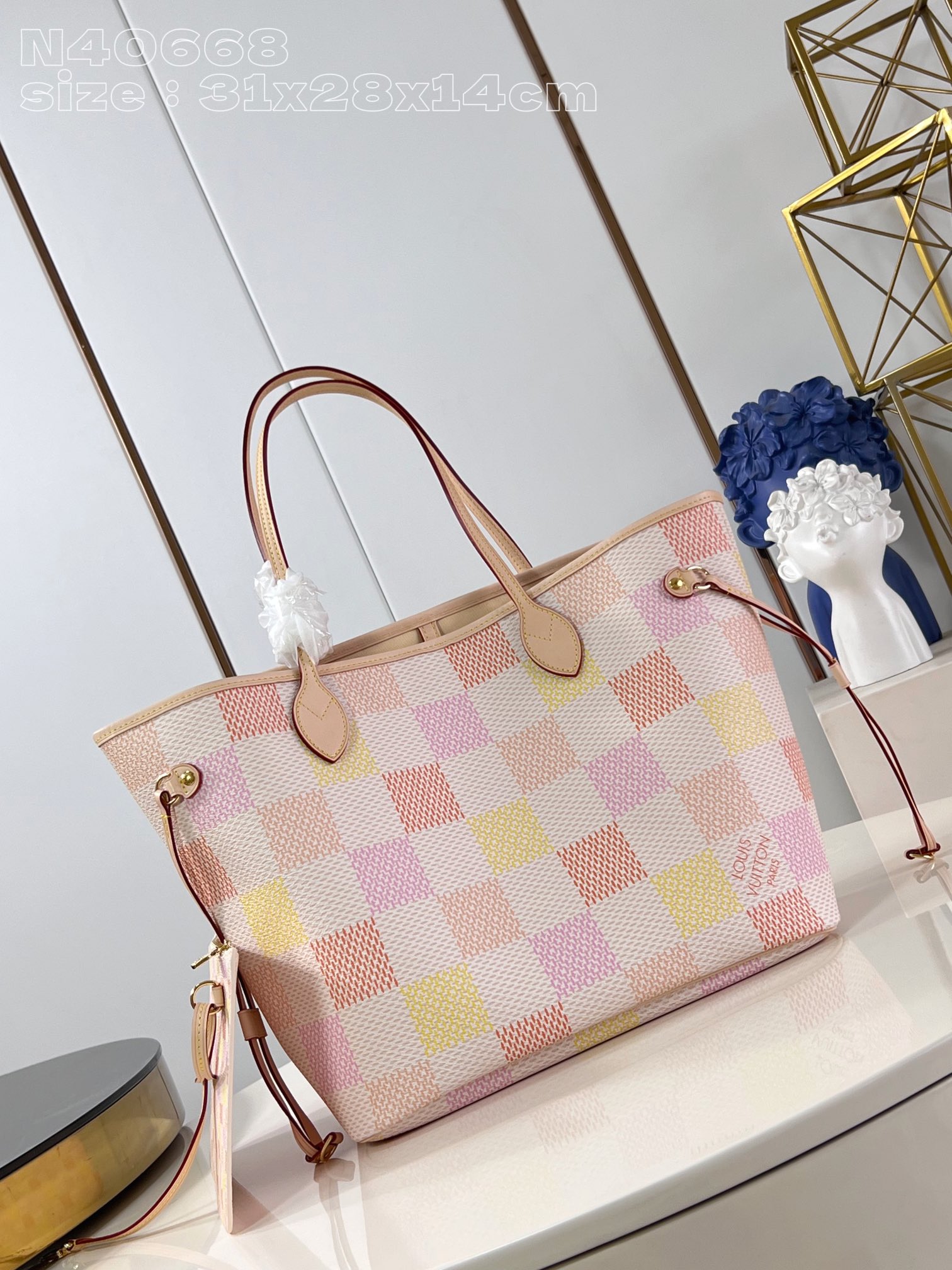 Louis Vuitton LV Neverfull Bags Handbags Pink Canvas Casual N40668