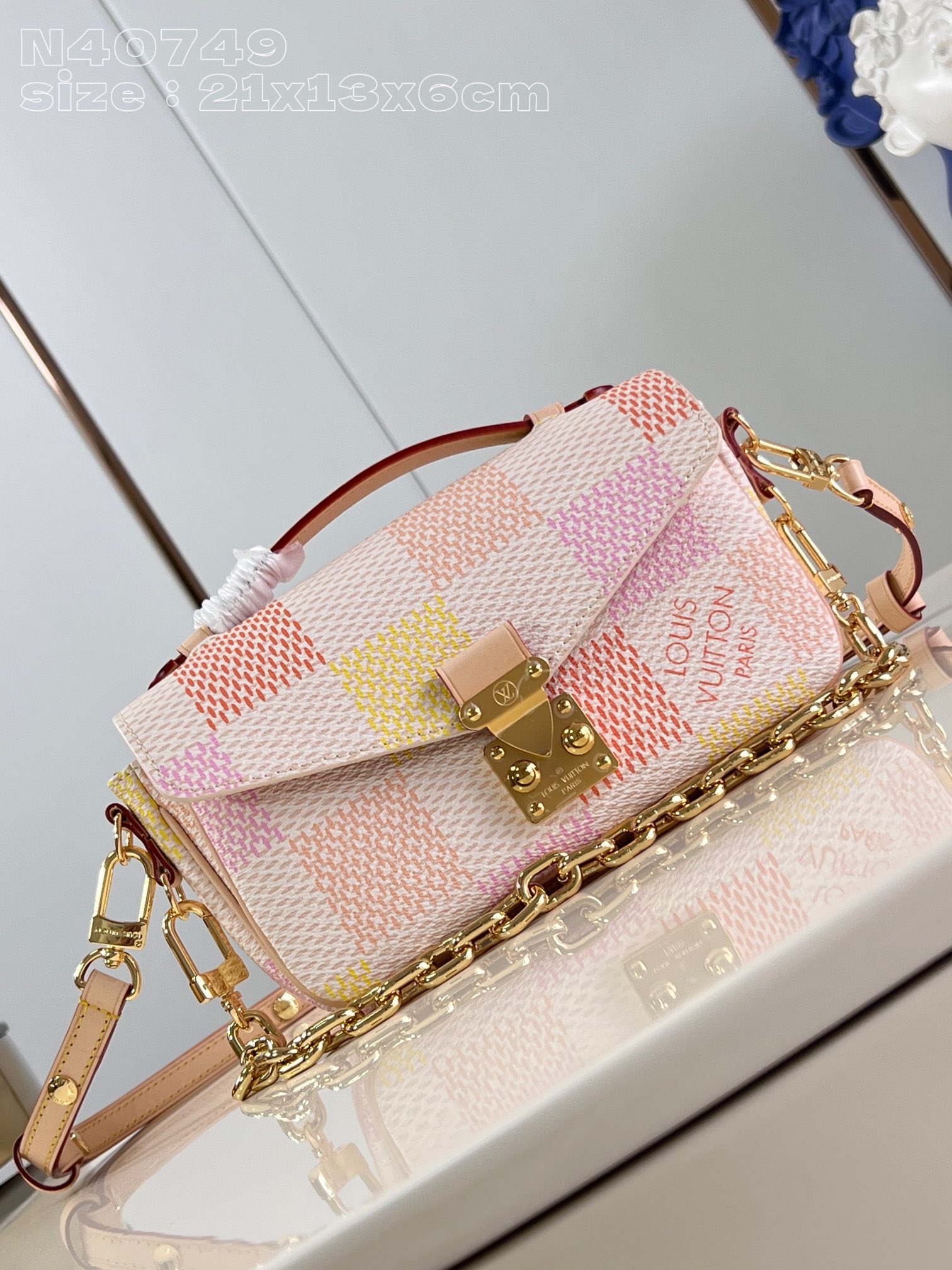 Louis Vuitton LV Pochette MeTis Bags Handbags Pink Canvas Chains N40749