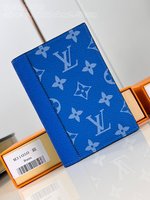 Louis Vuitton Wallet Card pack Blue Monogram Canvas Cowhide M31050
