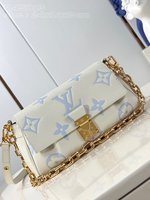 Replcia Cheap From China
 Louis Vuitton LV Favorite Bags Handbags Beige Blue White Printing Empreinte​ Chains M45813