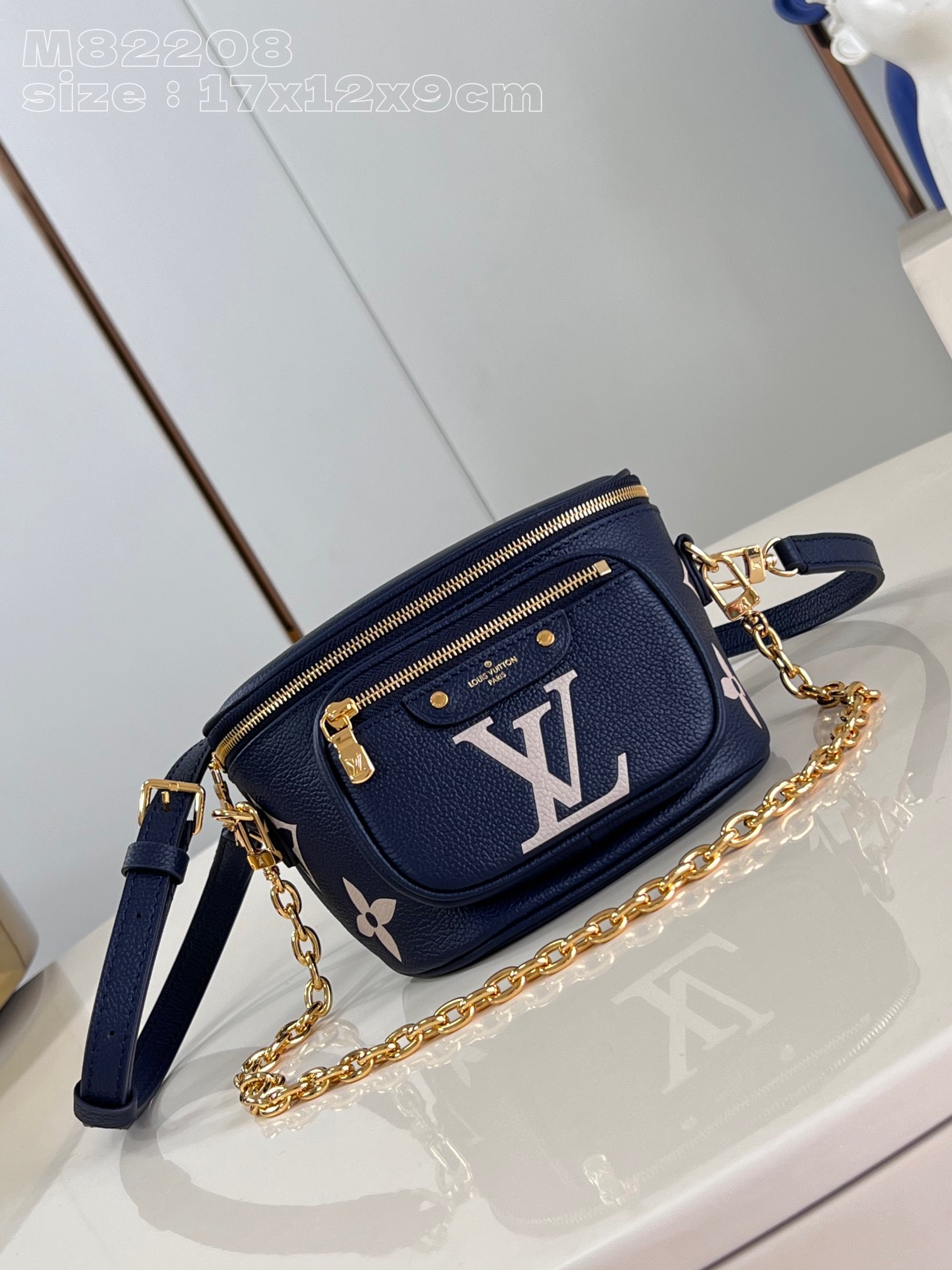 Louis Vuitton LV Bumbag Belt Bags & Fanny Packs Handbags Blue Empreinte​ Chains M82208
