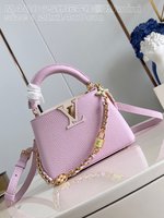 Louis Vuitton LV Capucines Tassen handtassen Roze Weven Taurillon Kettingen M48865