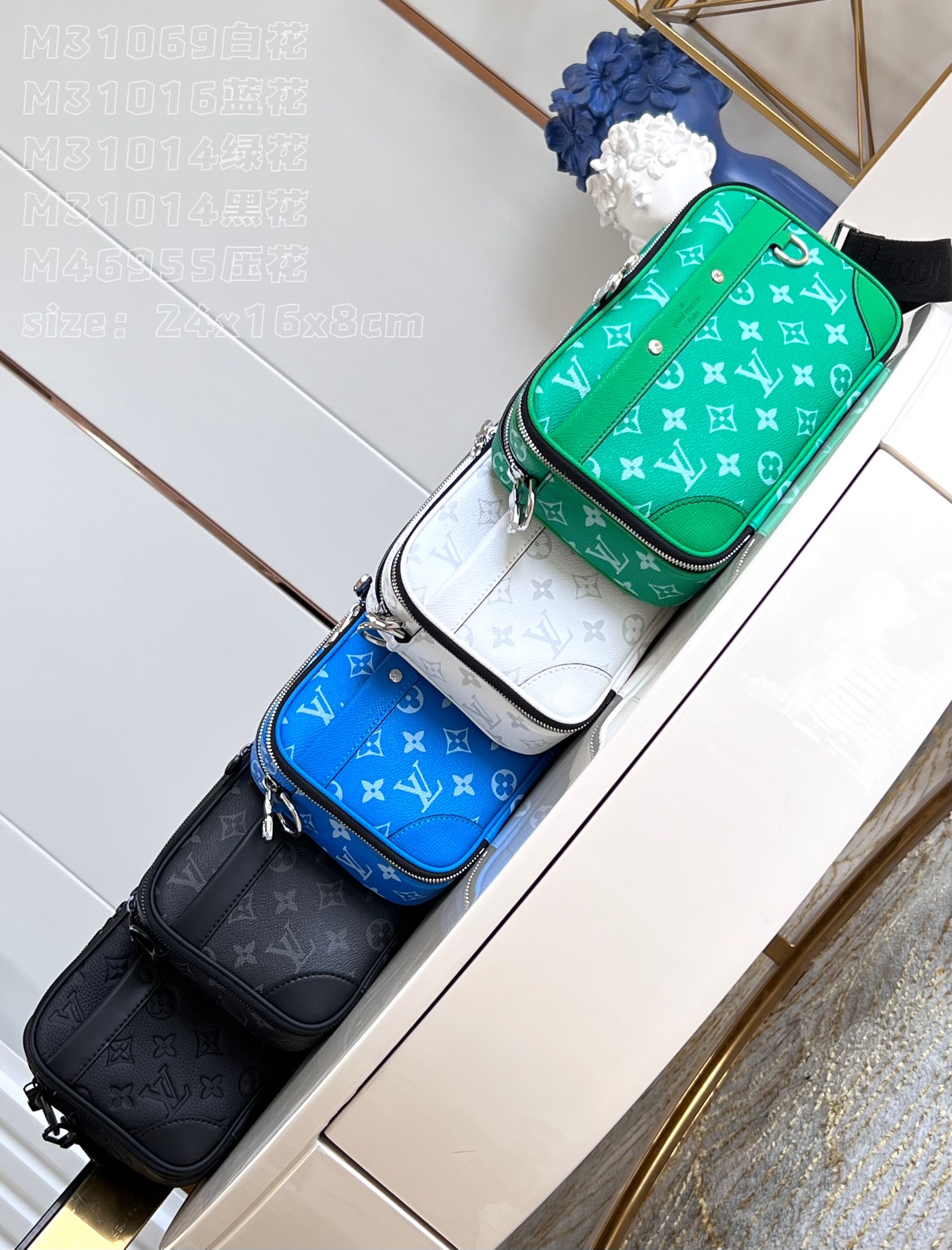 NO:401720,M31069 white M31016 blue M31014 green M31014 black flower M46955 embossed, LV [original leather], louis vuitton19860909M31069白 M31016蓝 M31014绿 M31014黑花 M46955压花,LV【原厂皮】,louis vuitton,Bag