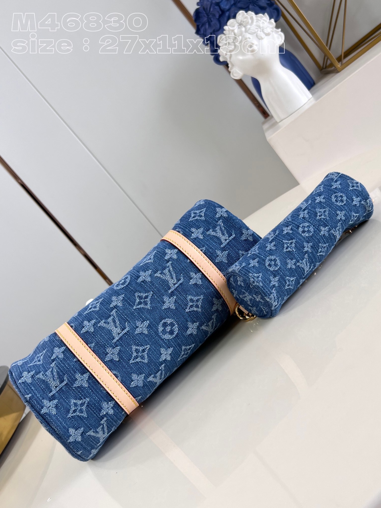 顶级原单M46830/对版本款Papillon手袋取材多重工艺制成的MonogramDenim帆布与同款