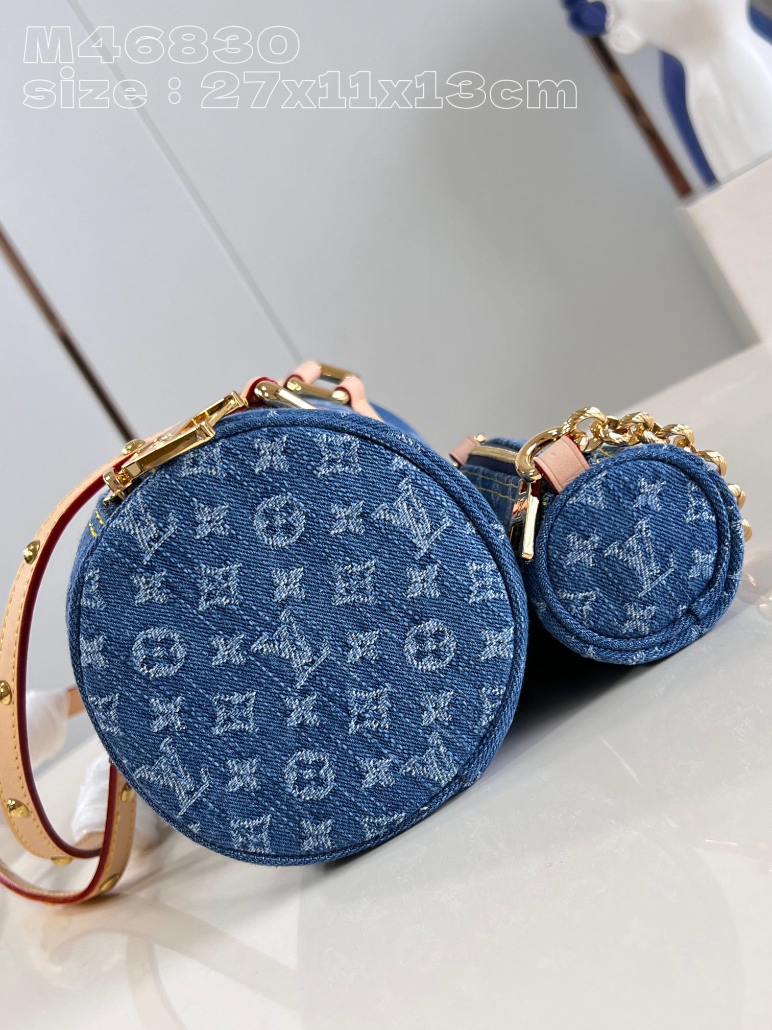 顶级原单M46830/对版本款Papillon手袋取材多重工艺制成的MonogramDenim帆布与同款