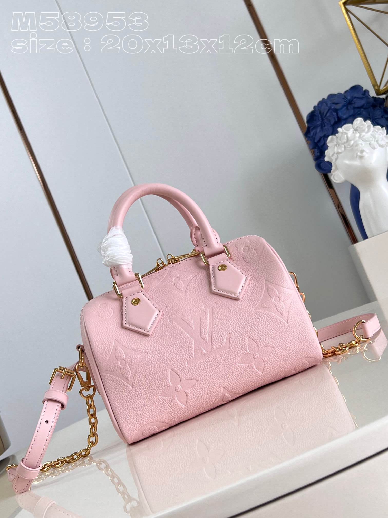 Louis Vuitton LV Speedy Tassen handtassen Roze Empreinte​ Fashion Kettingen M58953