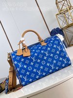 Louis Vuitton LV Speedy Sacs À Main Bleu Imprimé Toile Cuir de vache Peau mouton M24418
