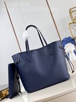 Louis Vuitton LV Neverfull Sacs À Main Bleu profond Empreinte​ M45686