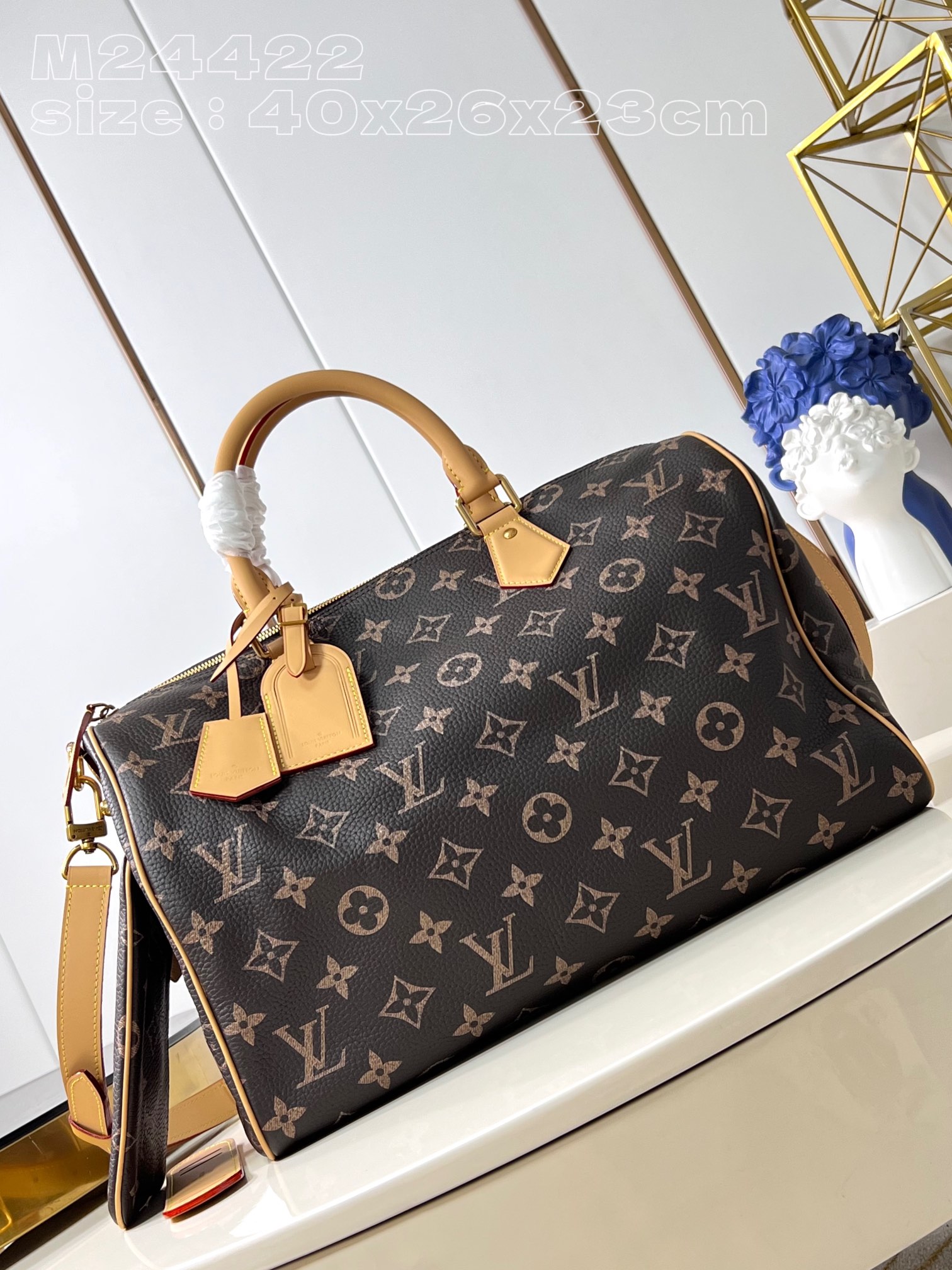 Louis Vuitton LV Speedy Taschen Handtaschen Kaffeefarbe Drucken Leinwand Rindsleder Schaffell MM24422