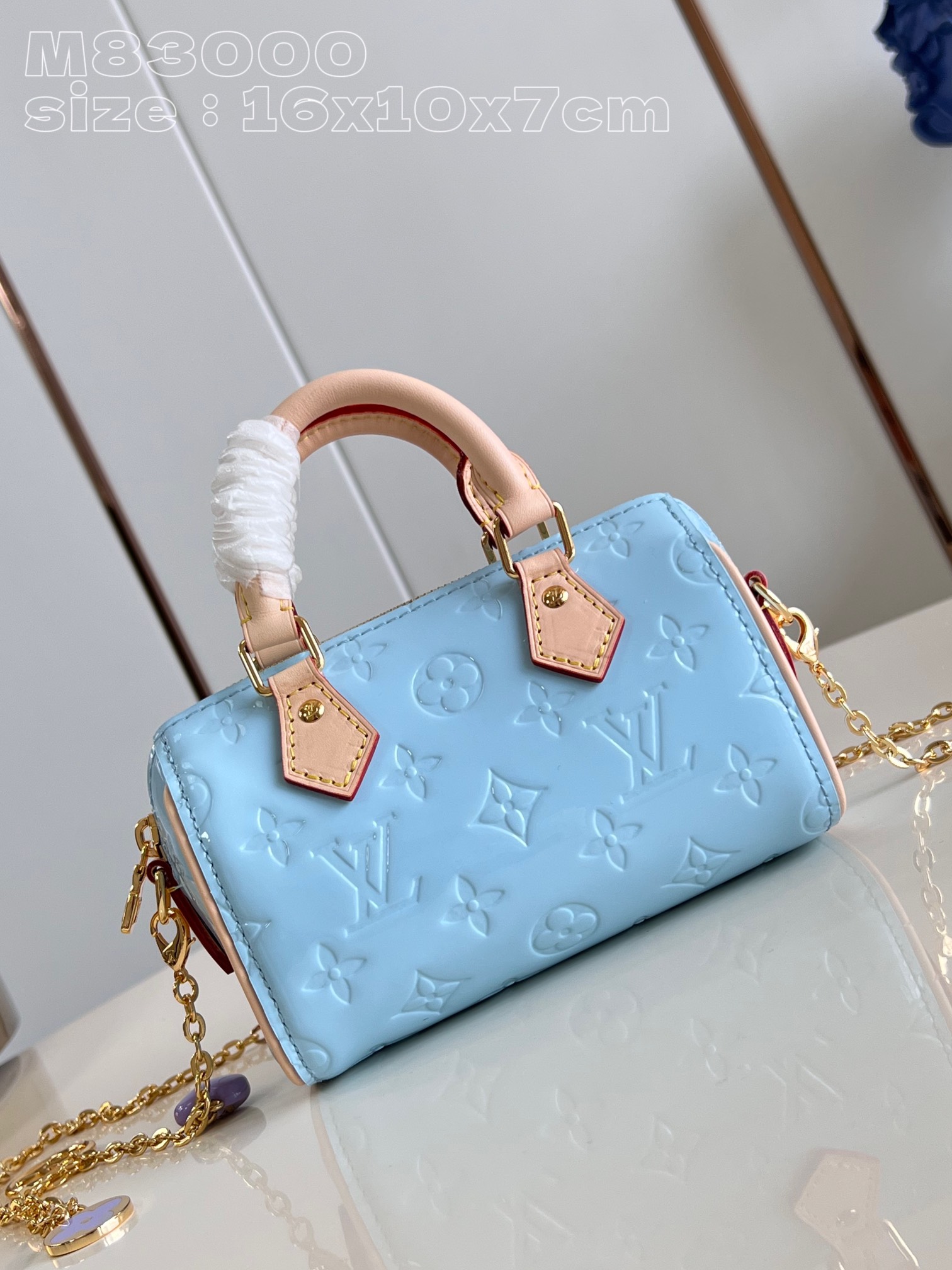 1:1 Clone
 Louis Vuitton LV Speedy Travel Bags Blue Gold Monogram Vernis Chains M83000