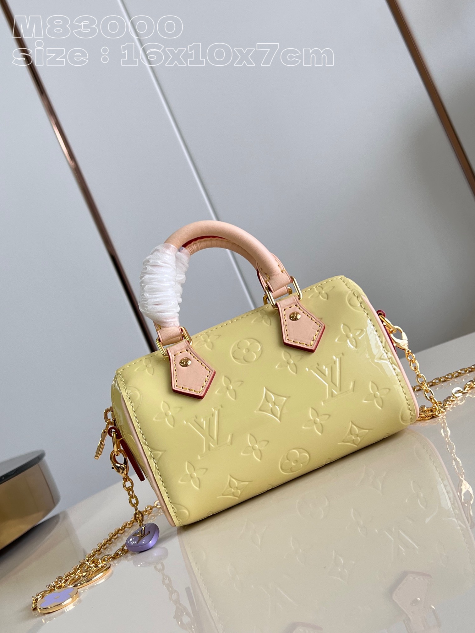 Louis Vuitton LV Speedy Taschen Reisetaschen Unübertroffene Qualität
 Gold Gelb Monogram Vernis Ketten M83000