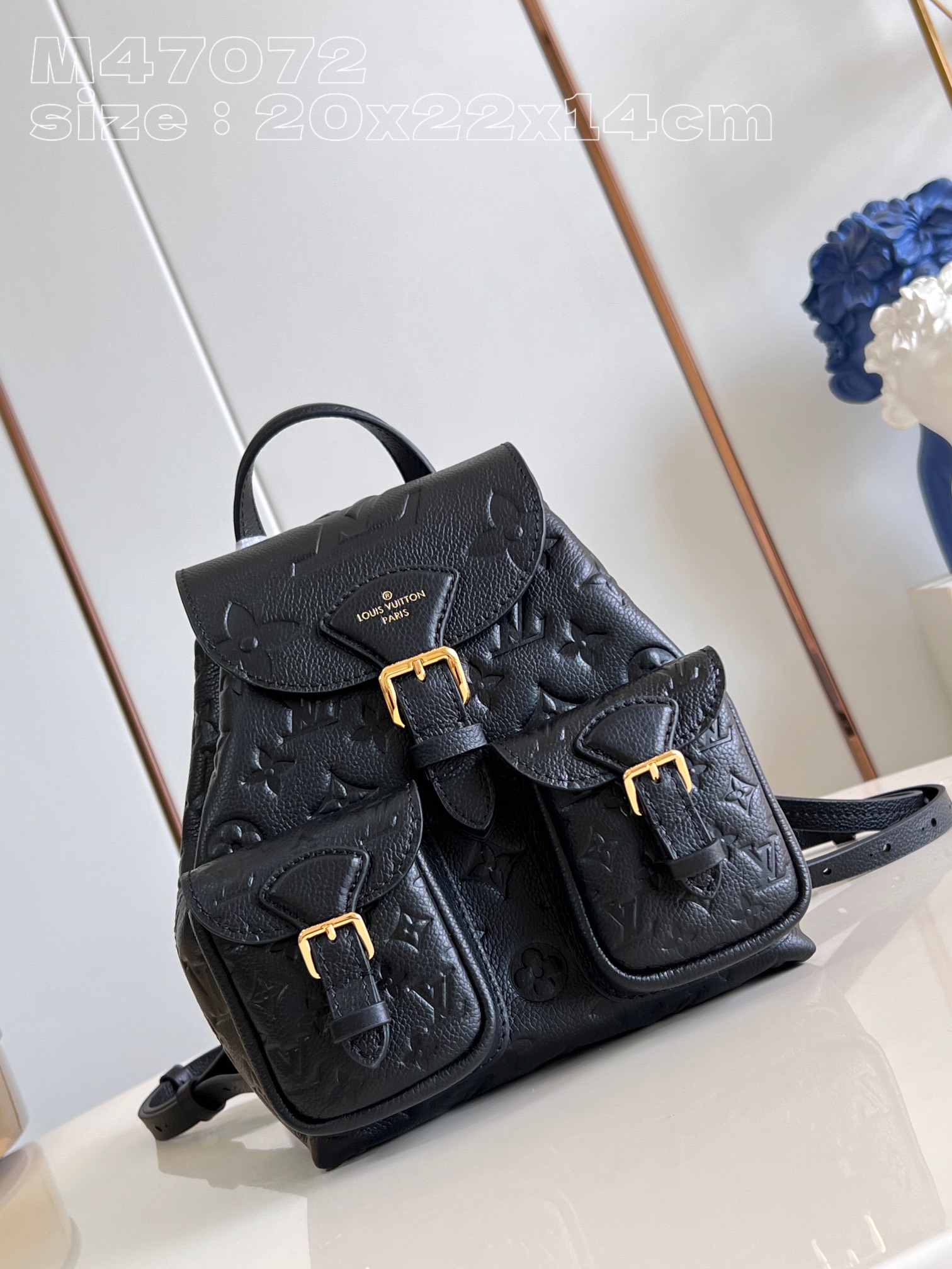 Louis Vuitton Bags Backpack Black Weave Empreinte​ Cowhide Chains M47072