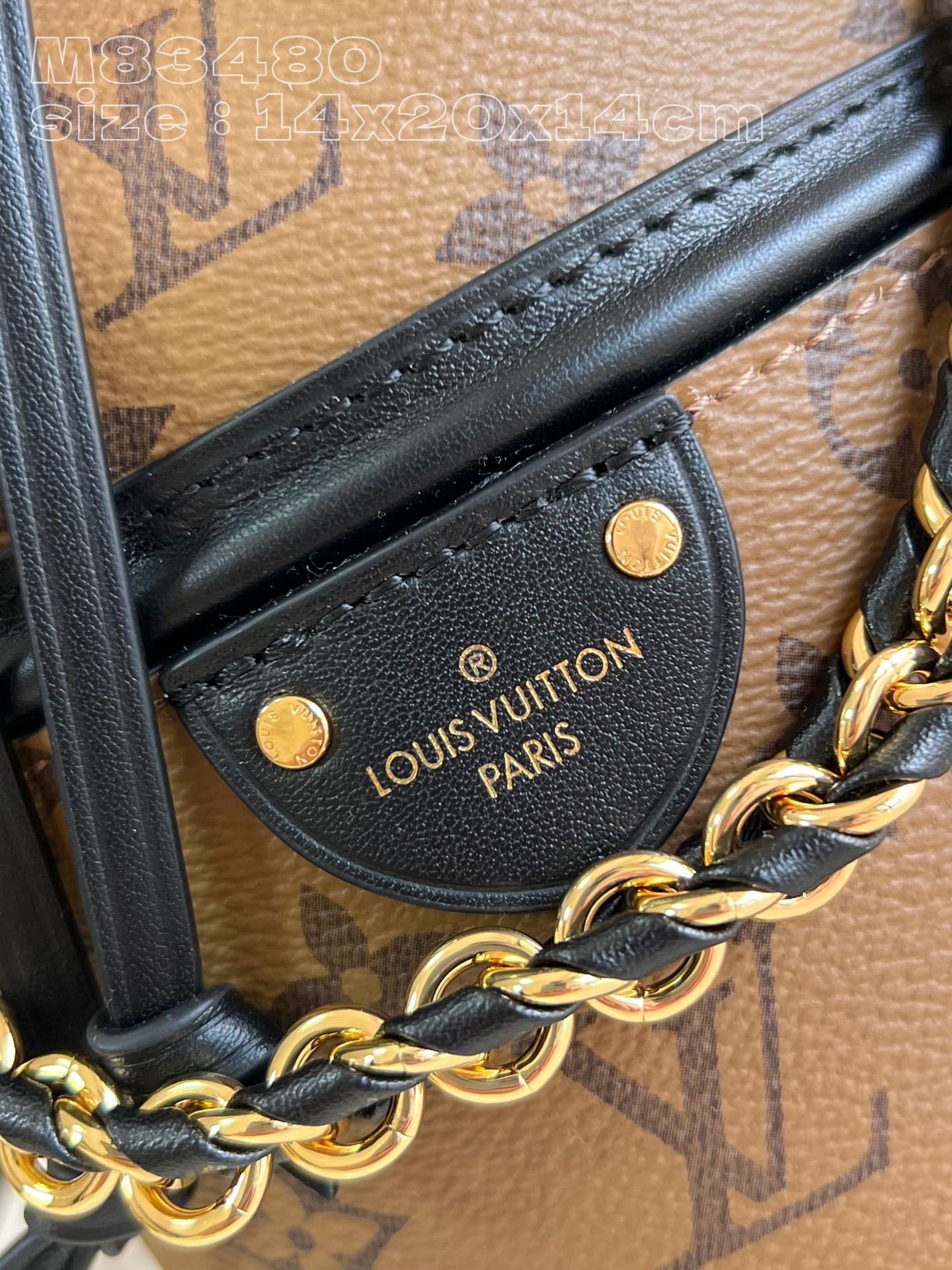 顶级原单M83480黄花配黑皮Canoé手袋取材Monogram帆布将Noé手袋和Cannes手袋融于一