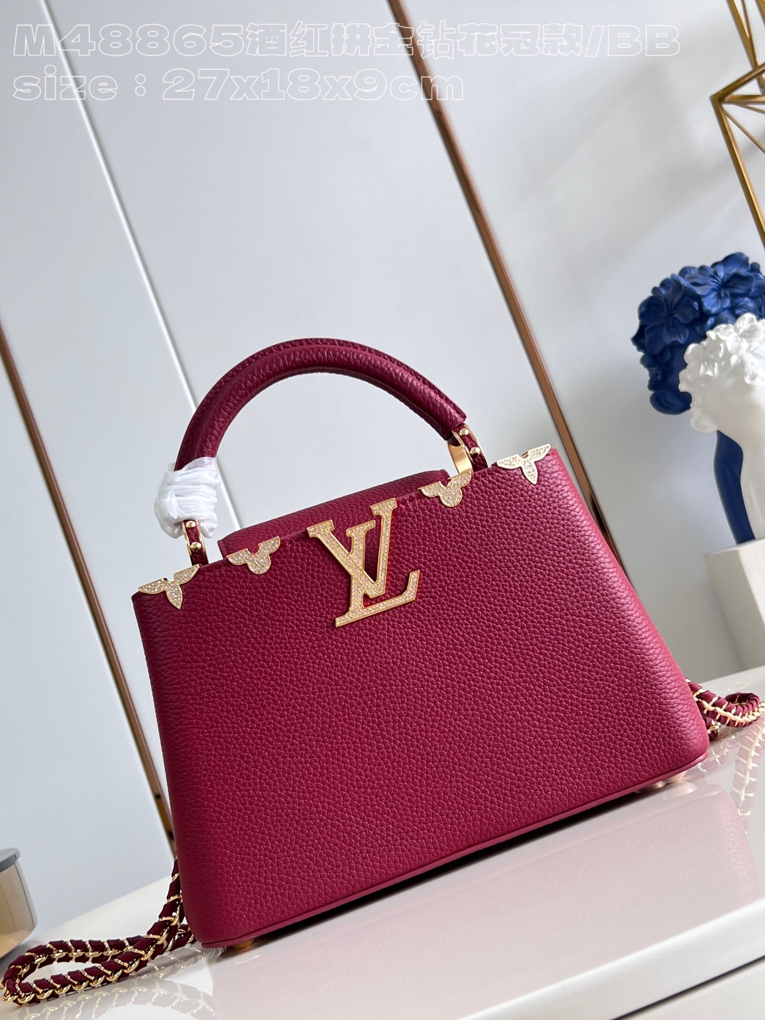 Louis Vuitton LV Capucines Bags Handbags Wholesale Imitation Designer Replicas
 Burgundy Red Calfskin Cowhide M48865