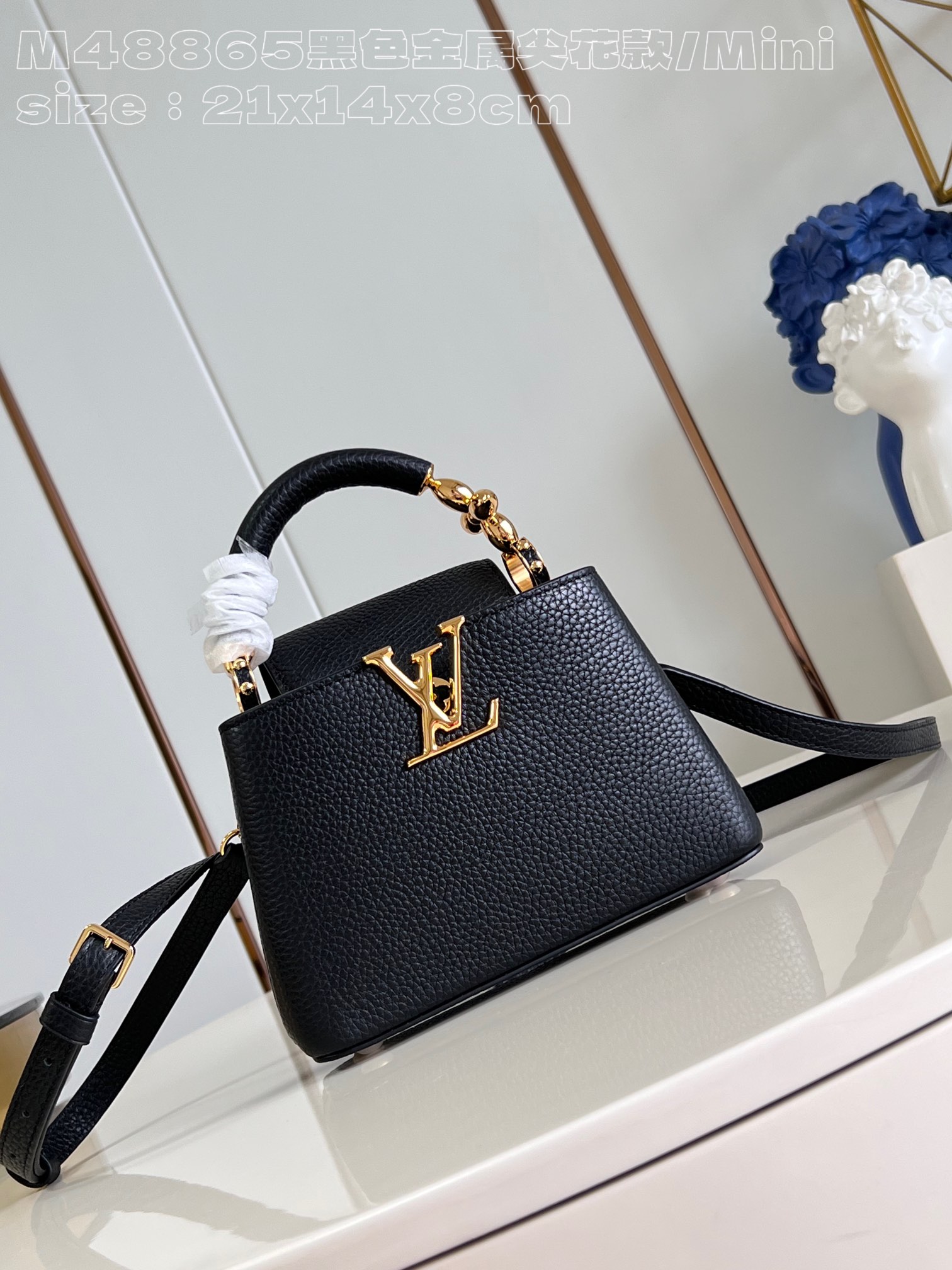 Louis Vuitton LV Capucines Bags Handbags Black Taurillon Cowhide Mini M48865