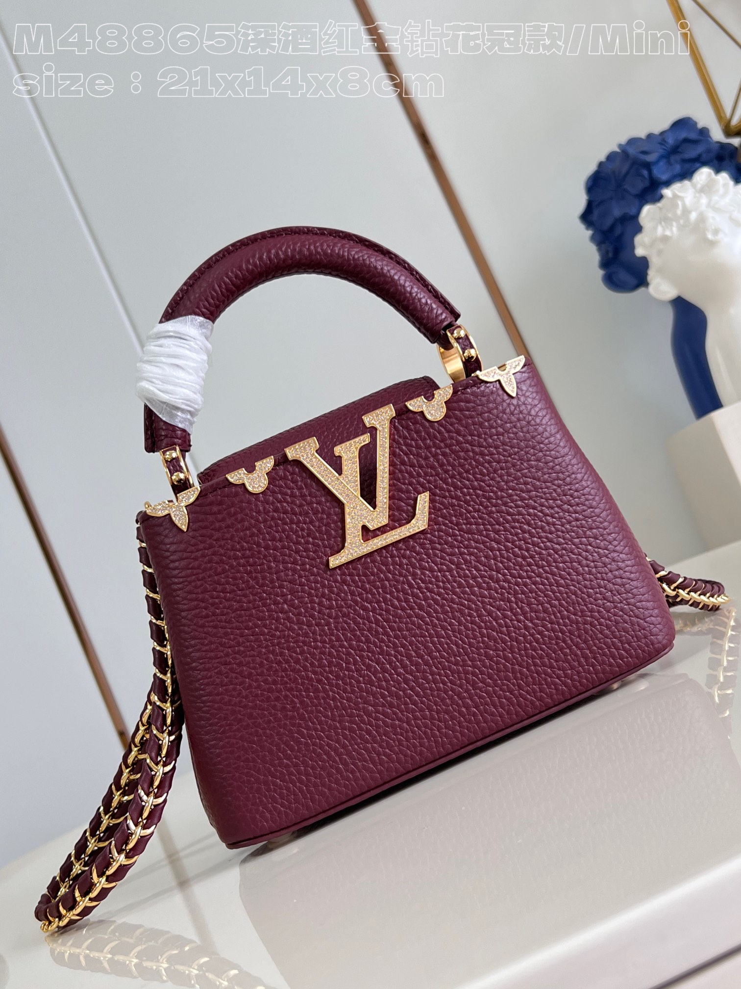 Louis Vuitton LV Capucines Bags Handbags Burgundy Red Calfskin Cowhide Mini M48865