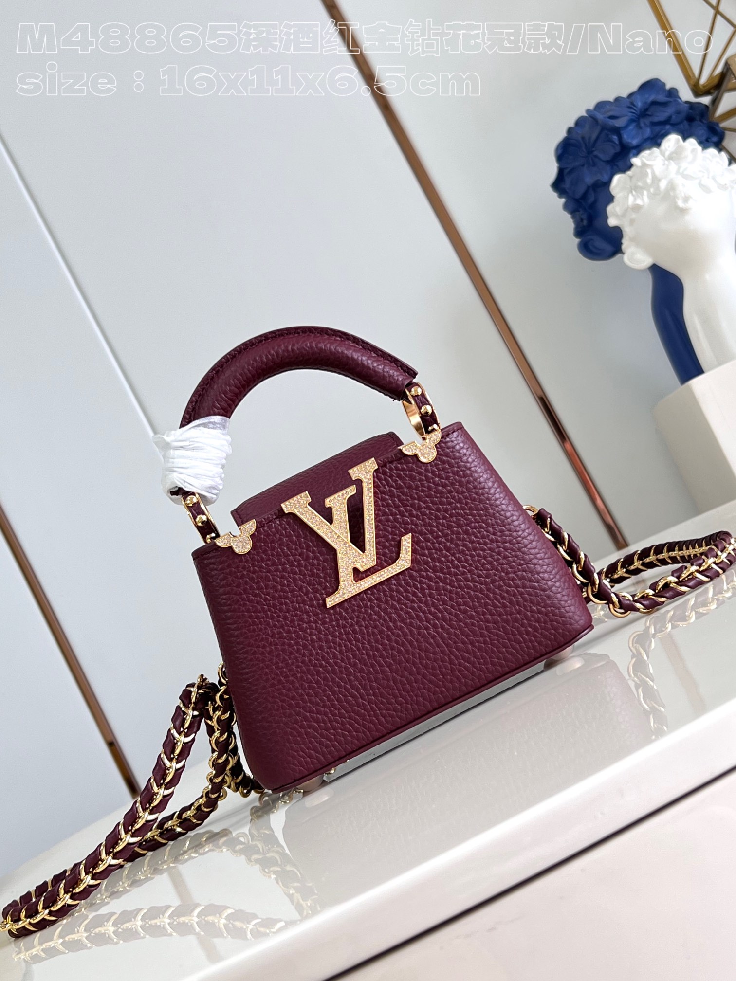 Louis Vuitton LV Capucines Taschen Handtaschen Beste Replikum neuer Stil
 Burgund Rot Kalbsleder Rindsleder Mini M48865