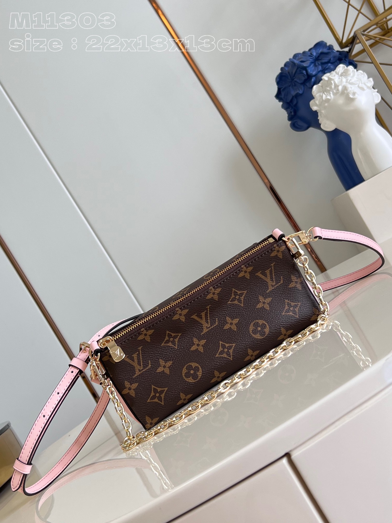 Louis Vuitton Handbags Clutches & Pouch Bags Pink Splicing Monogram Canvas Pouch Chains M11303