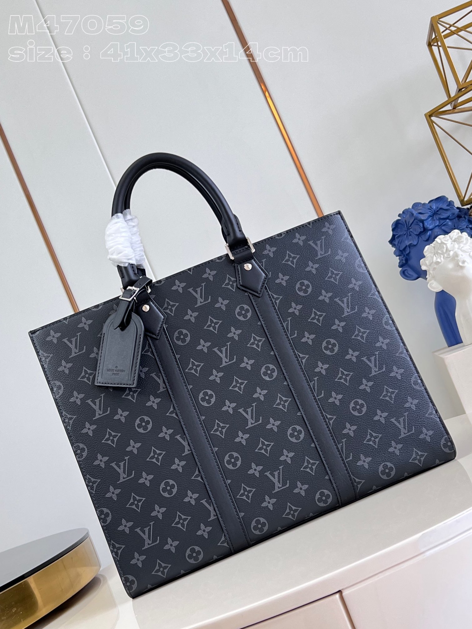 Louis Vuitton LV Sac Plat Bolsos de mano Negro Monogram Eclipse Lona M47059