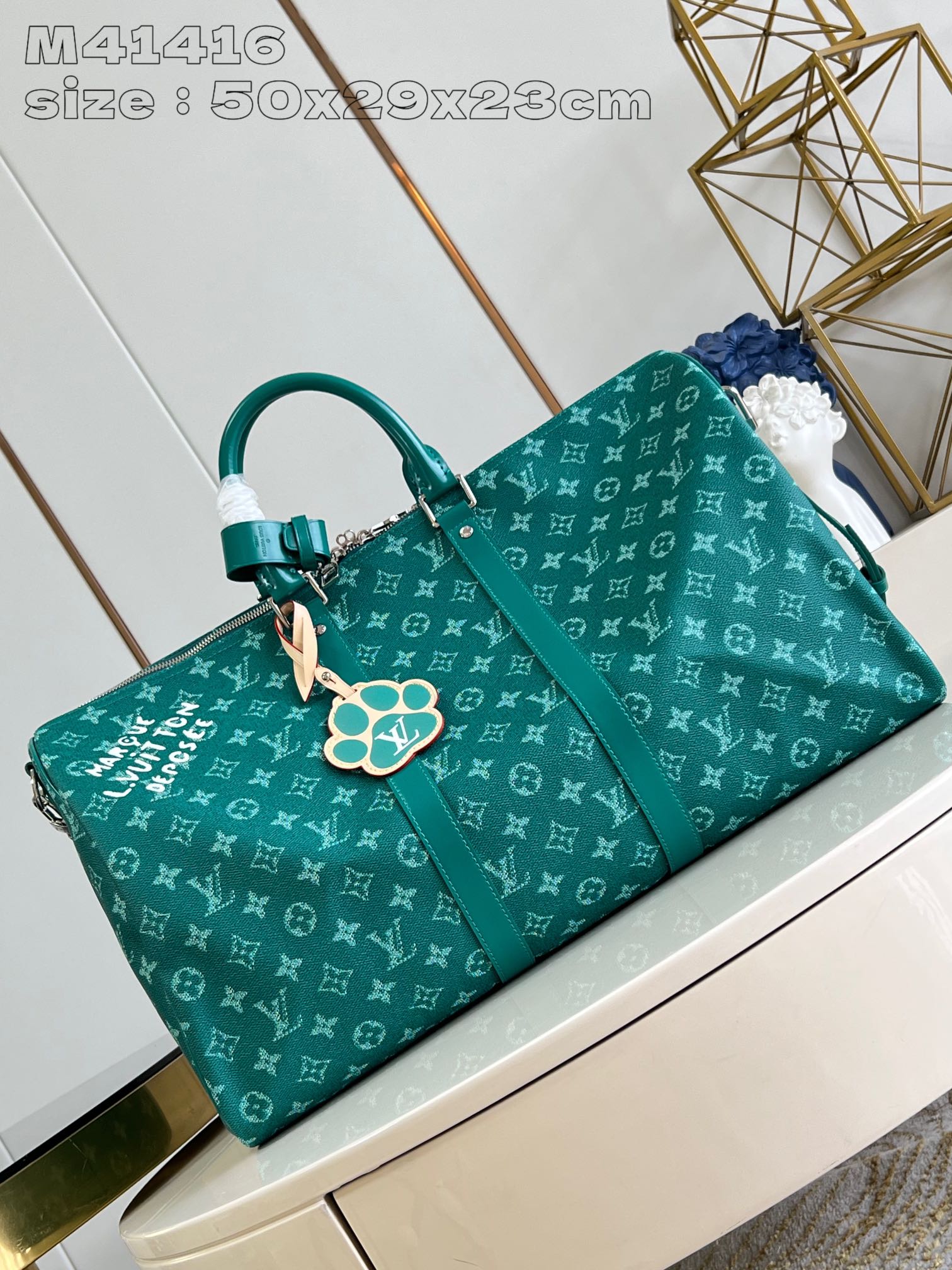 لويس فيتون LV Keepall حقيبة حقيبة سفر غرين Monogram Canvas قماش M41416