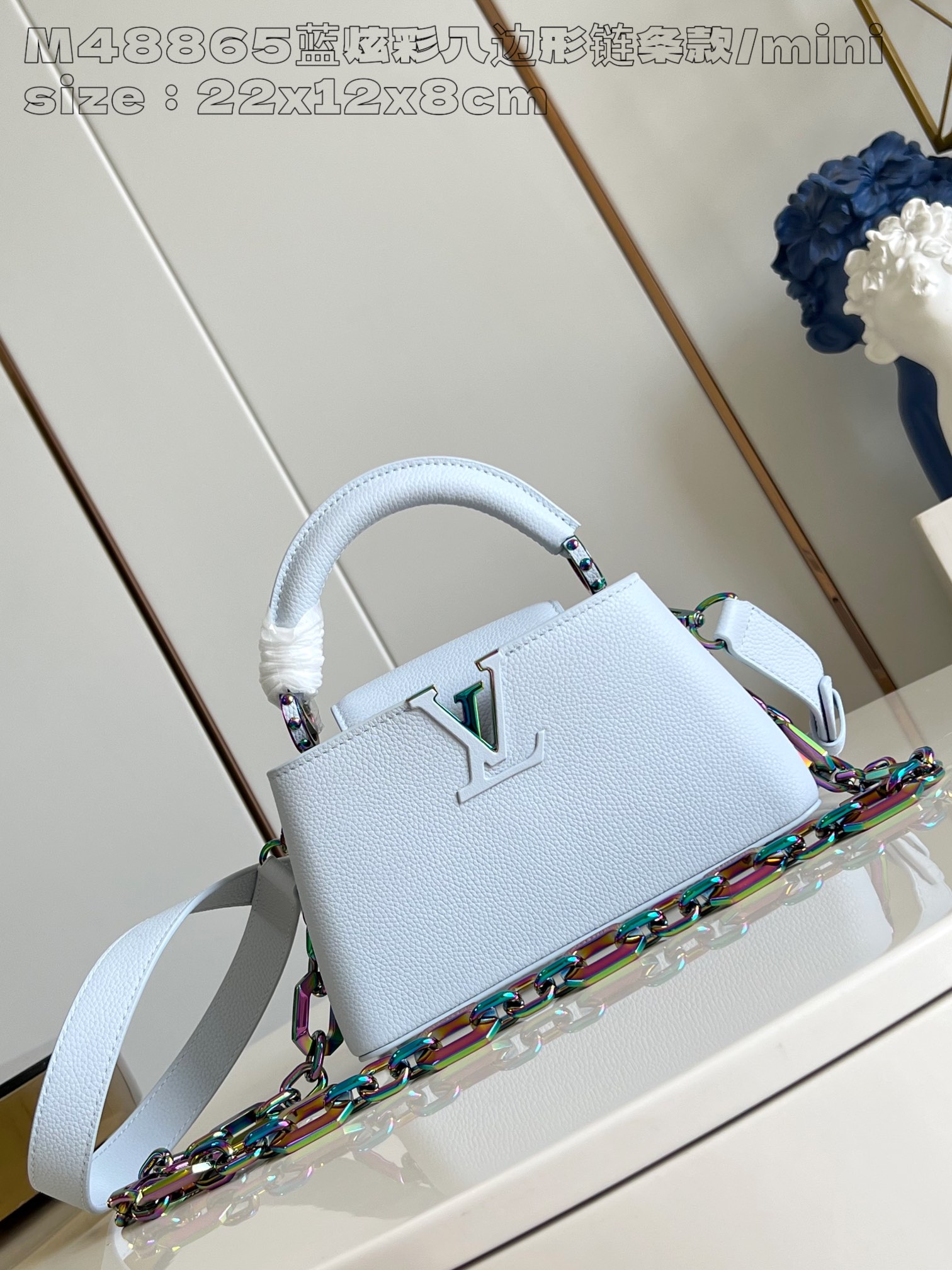 Louis Vuitton LV Capucines Bags Handbags Blue Cowhide Chains M48865