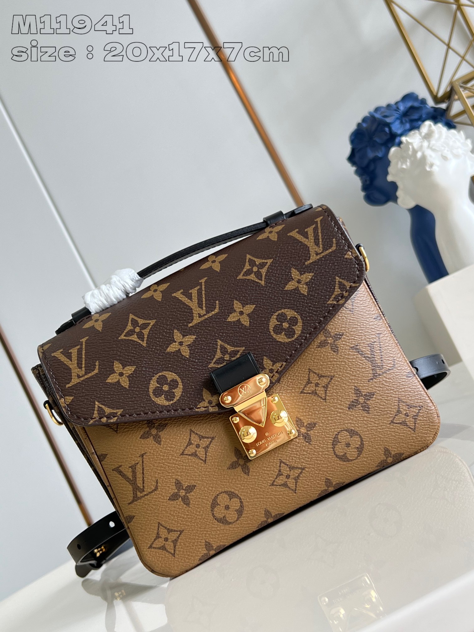 Louis Vuitton LV Pochette MeTis Bags Backpack Handbags Polishing Monogram Reverse Canvas Weave Chains M11941