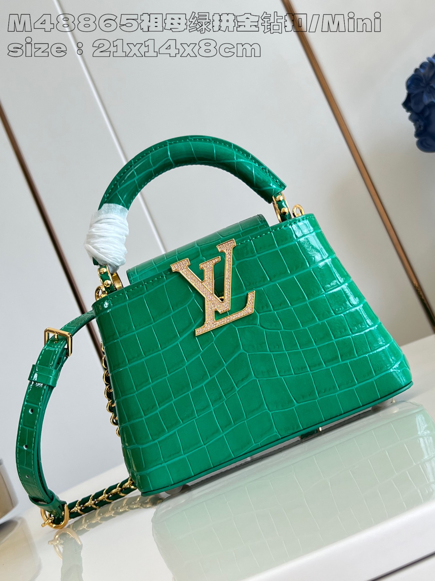 Louis Vuitton LV Capucines Bags Handbags 2023 Perfect Replica Designer
 Green Crocodile Leather Goat Skin Sheepskin Mini M48865